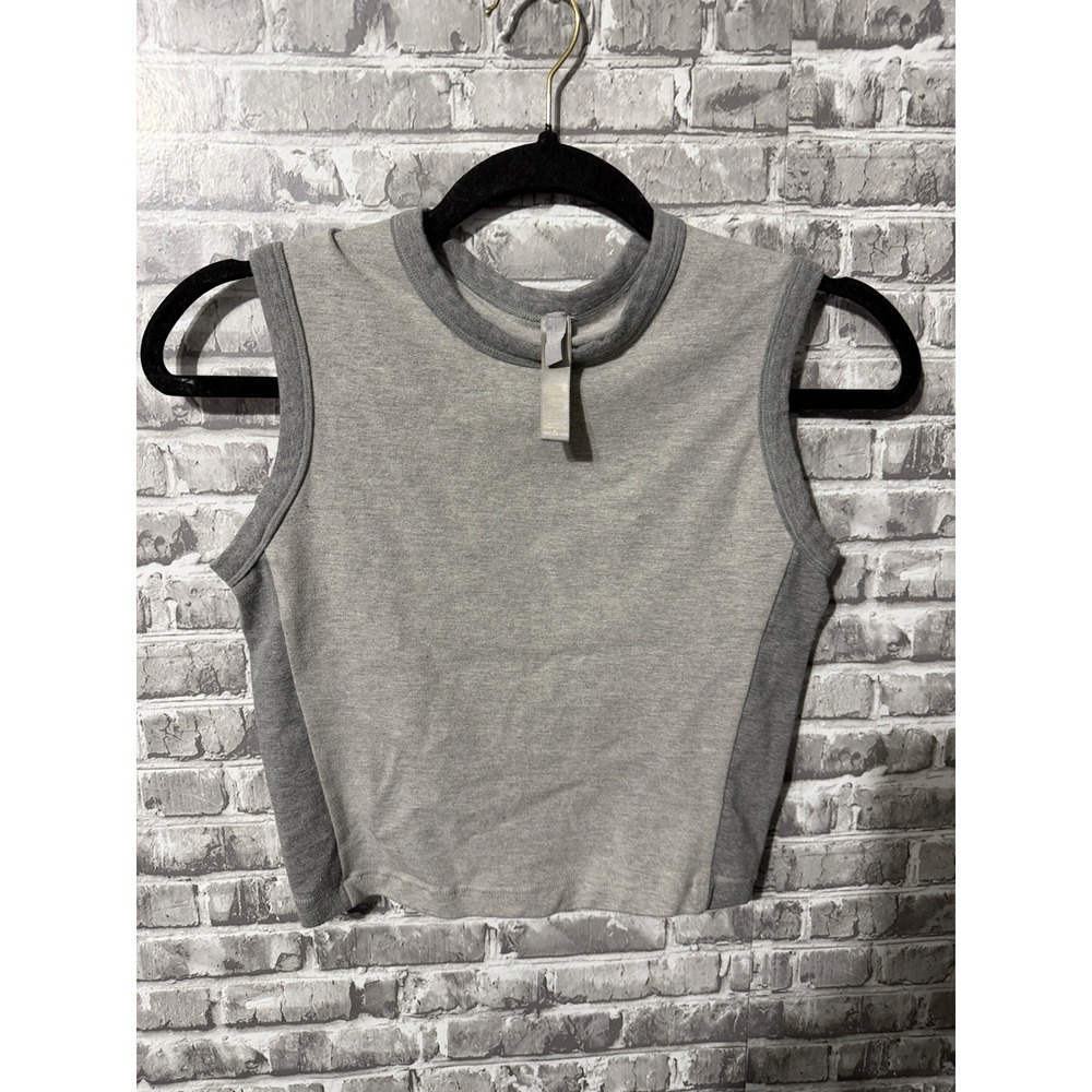 Skims Cotton Jersey Muscle Crop Tank Grey Heather Sleeveless Ringer Top Small